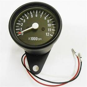 2fm-15-0019 2fastmoto Tachometer - 0-12 000 Rpm 1 7 Ratio Cafe Racer Custom Black
