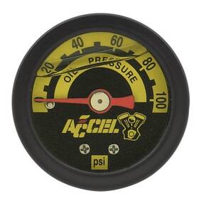 7122b Accel Oil Pressure Gauge For Motorcycles 100psi 1 1/2 Inch Diameter Black