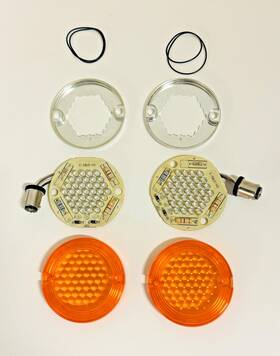 Hh2260-a Adjure Led Rear Turn Signal Inserts For 86-99 Harley Touring Amber Lens
