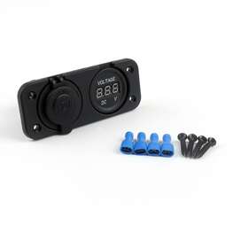 Areyourshop M503-027-black 12v Waterproof Motorcycle Car Cigarette Lighter Socket Plug Voltmeter Panel