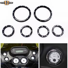 677704 Custom Chrome 677692 6pcs Black Speedometer Bezels Cover Fit For Harley Touring Flht/x Fltr 1986-2013