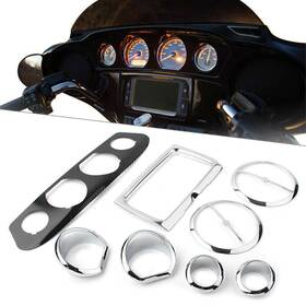 Dictorcoltd 550743958514 8pc Chrome Gauge Bezel Trim Mount Plate For Harley Touring Electra Glide 2014-up