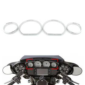 Fortodayyus 550755531873 Instrument Board Gauge Bezel Kit Fit Harley Touring Electra Street Glide Chrome