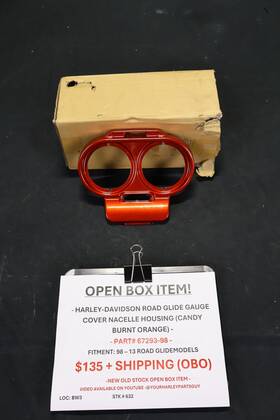 67293-98 Harley-davidson Road Glide Gauge Cover Nacelle Housing Candy Burnt Orange 98 13