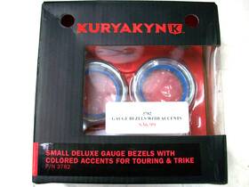 3782 Kuryakyn Small Deluxe Gauge Bezels With Colored Accents Harley-davidson Flh