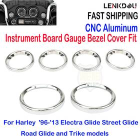Mp08-004-0011clmt Lenkdou Chrome Instrument Board Gauge Bezel Covers For Harley Electra Street Glide 96-13