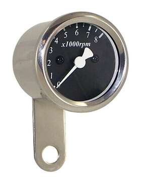 48047 Mid Usa Black Face Mini Tach Tachometer For Harley Handlebars