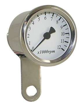 48048 Mid Usa White Face Mini Tach Tachometer For Harley Handlebars