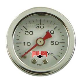 88035 Mid Usa 0-60 Psi 1.5 Inch White Face Liquid Filled Oil Pressure Gauge Harley