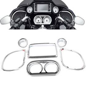 77usa Motorshop 424124600371 Fairing Speedometer Radio Speaker Inner Trim Chrome For Harley Road Glide 15-22
