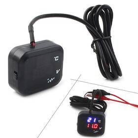 Motorshop168 550728323351 Motorcycle Air Temperature Gauge Led Voltmeter Voltage Thermometer Meter Usb