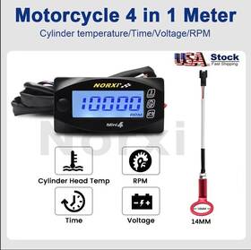 2503b1602 Norxi Motorcycle Refit Gauge Tachometer Engine Temp Voltmeter Clock 4-in-1 Meter