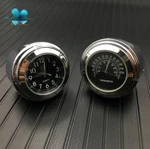 New 7/8"-1" Motorcycle Handlebar Mount Watch Black Dial Clock & Thermometer Temp. Fixed Price $31.98.