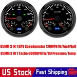 Gauge Set 85MM Gps Speedometer 120MPH W/fuel/volt 6000RPM/TACHO/OIL/TEMP Us. Fixed Price $90.90.