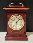 Roger Lascelles London Mantel Clock Quartz Alarm Wood Brass Handle Vtg. Fixed Price $44.99.