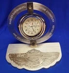 Harley Davidson 100TH Anniversary Bulova Rotating Desk Clock Silver 2003. Fixed Price $70.00.
