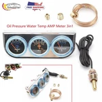 Water Temp Mechanical Oil Pressure Amp Meter 2" 52MM Chrome Triple Gauge Set Diy. Fixed Price $24.88.