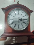 Mantel Clock Quartz Wood Grain Brass Handle Vintage Style Tabletop Classic Decor. Fixed Price $13.89.